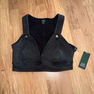 Women's Black Denim Crop Top